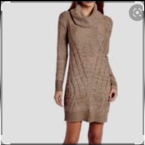 Jessica Simpson Cowl Neck Sweater Dress - Brown, Small - Picture 1 of 9